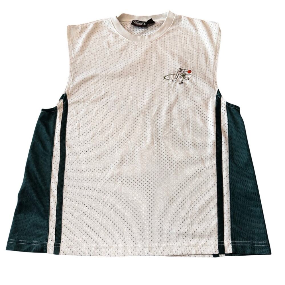 Vtg 90s AND1 Basketball Mesh Jersey Top 🏀 White / Forest Green Y2K Men Large